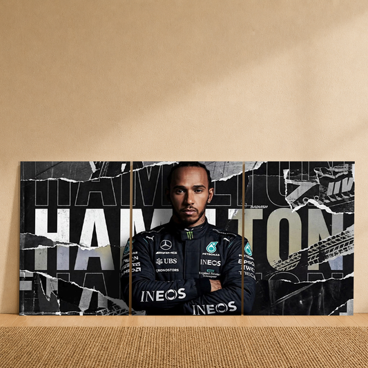 Lewis Hamilton 3-Piece Metal Wall Art