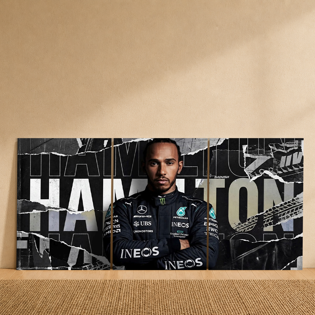 Lewis Hamilton 3-Piece Metal Wall Art
