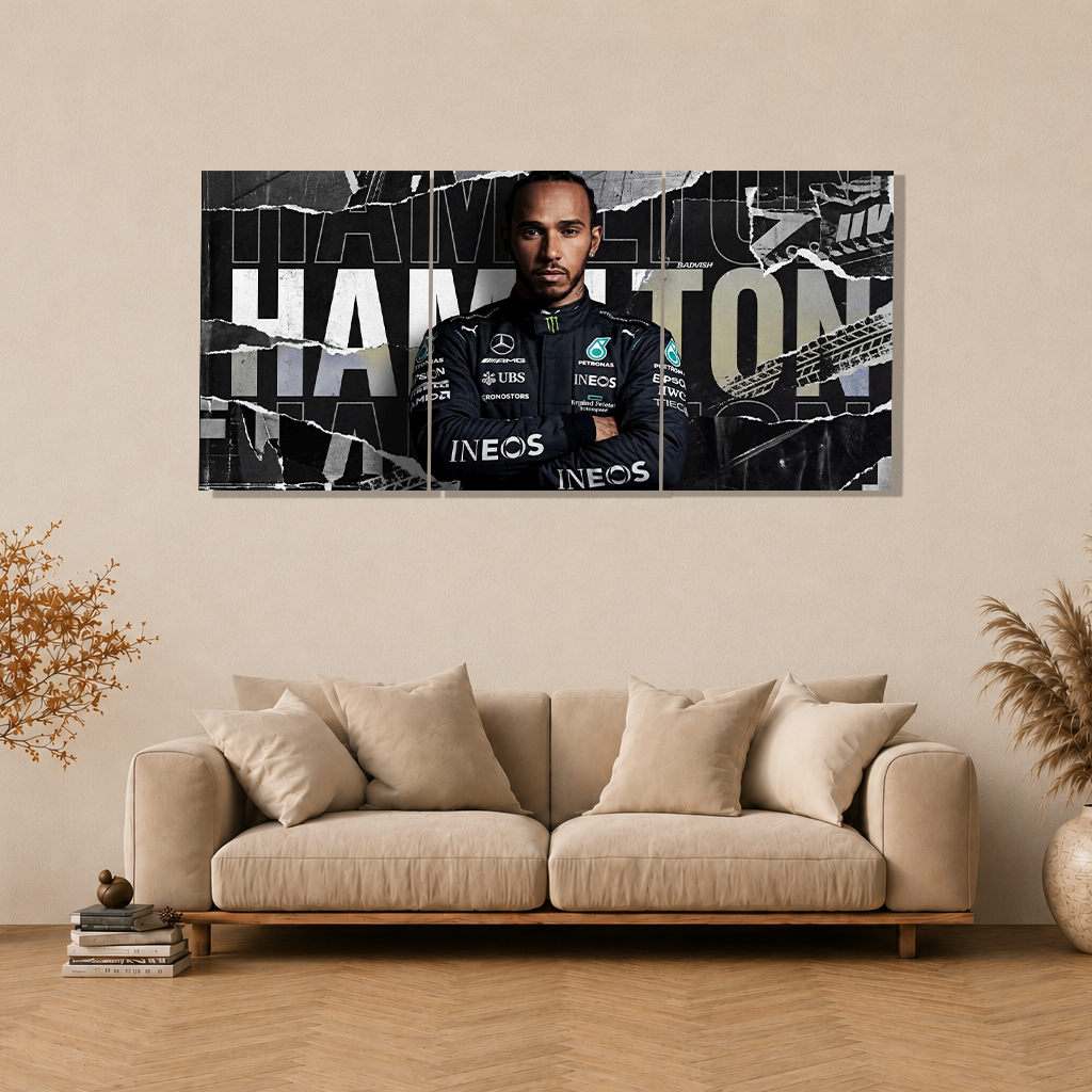 Lewis Hamilton 3-Piece Metal Wall Art