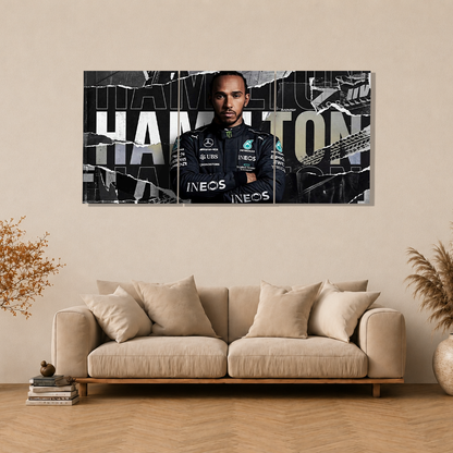 Lewis Hamilton 3-Piece Metal Wall Art