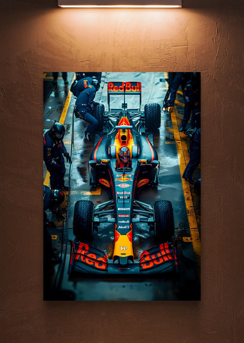 Red Bull F1 Pit Stop metal poster